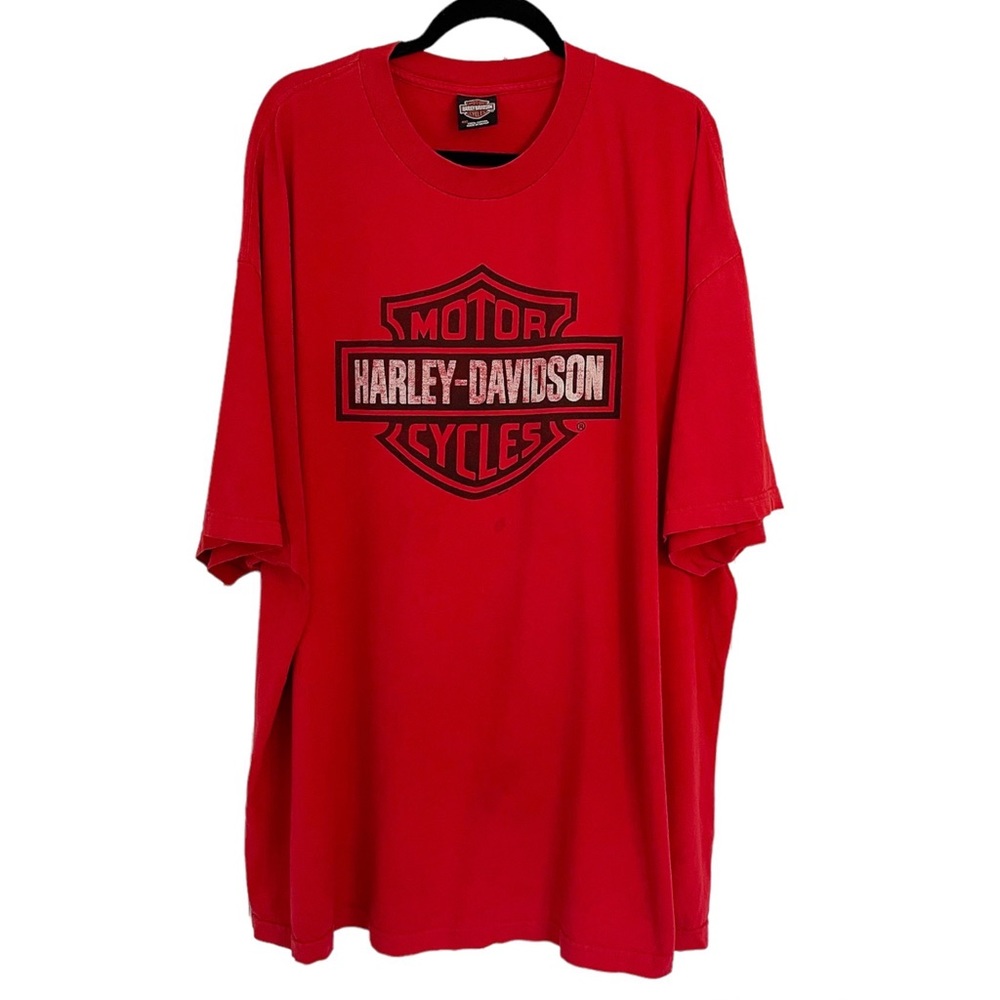 Harley Davidson Mens Red Graphic Logo Tshirt Tee Sz 4XL